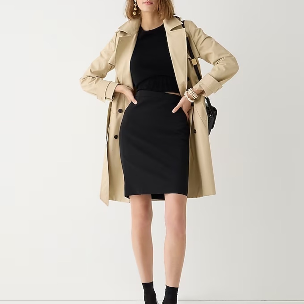 NWOT J. Crew Black 100% Wool Pencil Skirt